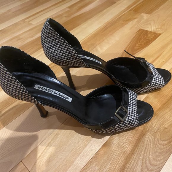Manolo Blahnik D'orsay pumps, houndstooth with black patent leather size 39 - Picture 4 of 5